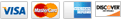 Visa, MasterCard, American Express, Discover
